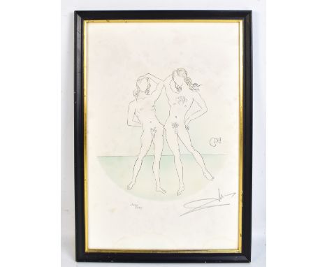 SALVADOR DALI (Spanish, 1904-1989); a signed limited edition part-coloured lithograph, ‘Two Nudes’, no. 117/275, 22 x 22cm, f