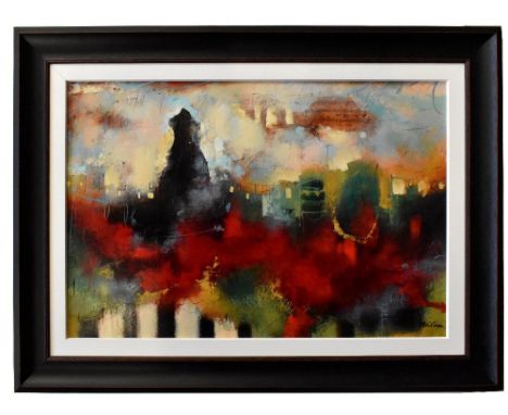 JOHN AND ELLI MILAN; acrylic on canvas, 'City Mosaic III', signed lower right, 60 x 96cm, framed.Additional InformationLight 