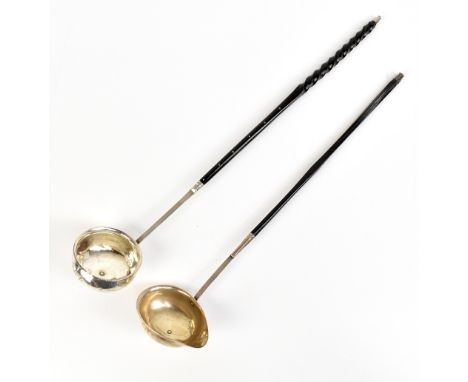 ROBERT RUTLAND (probably); a George III hallmarked silver toddy ladle with baleen handle, London 1785, length 33cm, and an un