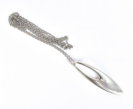 REGITZE OVERGAARD FOR GEORG JENSEN; a sterling zephyr pendant on long chain, length of chain 86cm, length of pendant 75mm.Add