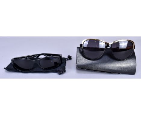 CHANEL; a pair of black rimmed blue tinted sunglasses, and a pair of black and gold rimmed Fendi sunglasses in original case 