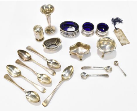 A group of hallmarked silver including a pepperette, London 1900, a bookmark by Harrison Bros &amp; Howson Ltd, Birmingham 19