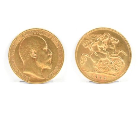 An Edward VII half sovereign, 1908.Additional InformationMinimal wear, light scratches and scuffs.