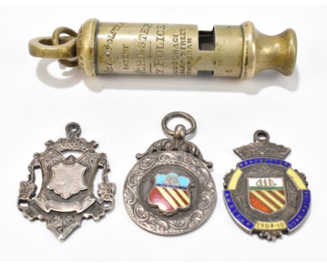 MANCHESTER INTEREST; two hallmarked silver and enamel medals, one entitled ‘Manchester Amateur Combination’ and dated 1909-10