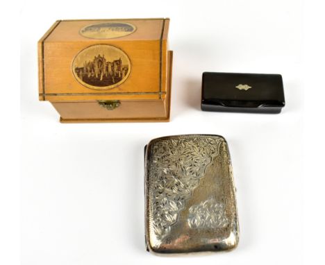 WILLIAM HENRY SPARROW; a Edward VII hallmarked silver cigarette case with chased detail and engraved initials FMS, Birmingham