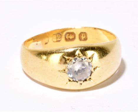 A 22ct yellow gold gentleman's signet ring set with a glass stone, size I1/2, approx 5.2g.Additional InformationHeavy surface