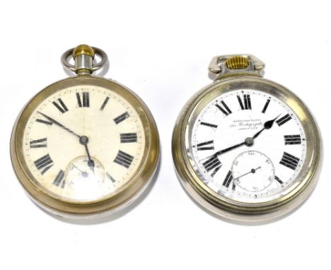 RAILWAY INTEREST; 'Winegarten's Railway Regulator', a crown wind plated open face pocket watch with white enamel dial set wit