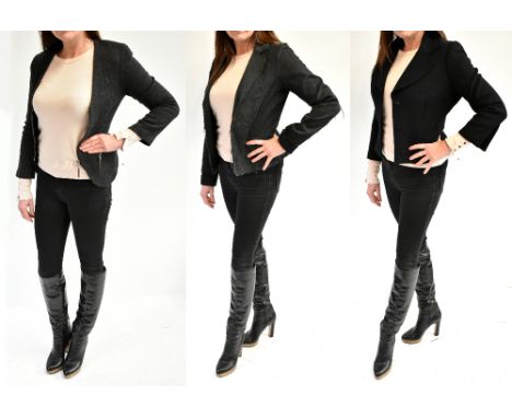 DOLCE &amp; GABBANA; a wool mix short blazer with pop studs, size small, an Ozbek grey wool mix jacket with tassels zips, siz