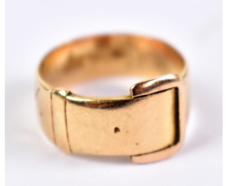 A 15ct yellow gold buckle ring, size O, approx 5.7g.Additional InformationBirmingham hallmarked but date letter rubbed away, 