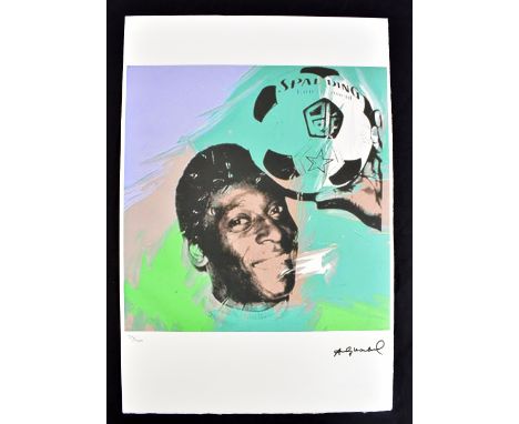 AFTER ANDY WARHOL; lithograph on wove Arches paper with deckled edges, ‘Pelé from the ‘Athletes’ series (1978), printed signa