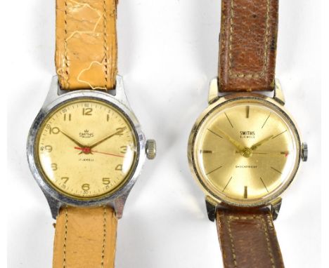 SMITHS; two mid-20th century gentlemen’s stainless steel cased mechanical wristwatches, one a Deluxe with 17 jewel movement, 