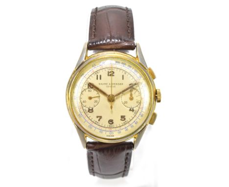 BAUME &amp; MERCIER; a gentleman's mechanical chronograph, the circular dial set with Arabic numerals and two subsidiary seco