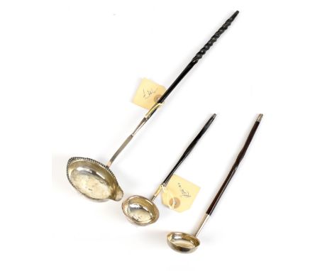 THOMAS MILLINGTON (probably); a Georgian hallmarked silver toddy ladle with baleen handle, London, date mark rubbed, length 3