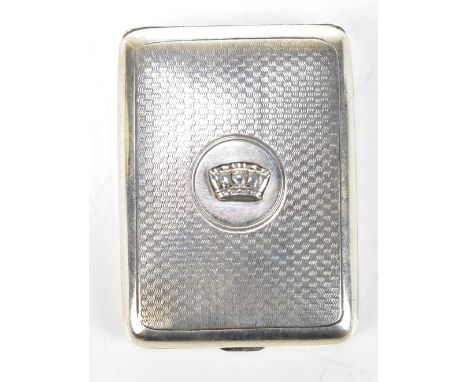 JOHN WILLIAM BARRETT; a George V hallmarked silver matchbook case with engine turned detail and crown motif in relief to cent
