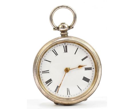 A lady's 935 silver key wind fob watch with white enamel dial set with Roman numerals, diameter 35mm.Additional InformationMi