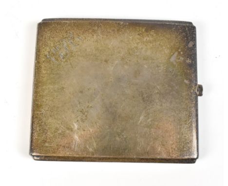 A George V hallmarked silver cigarette case of rectangular form, engraved with initials 'CFL' and with simple push button act