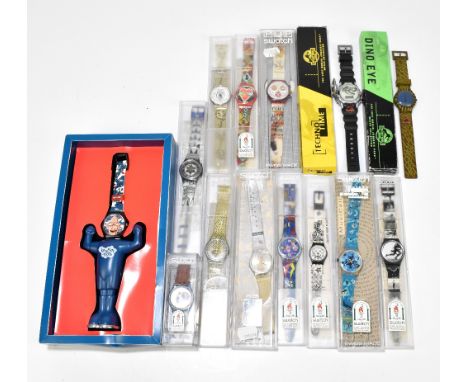 SWATCH WATCHES; The Club Look 1996 watch, also a number of limited edition Olympic Games examples, boxed, and thirteen furthe