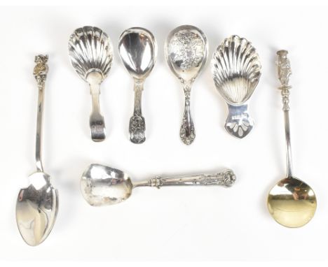 WILLIAM ADAMS LTD; a George VI hallmarked silver preserve spoon with Lincolnshire Imp finial, Birmingham 1939, length 14.7cm,