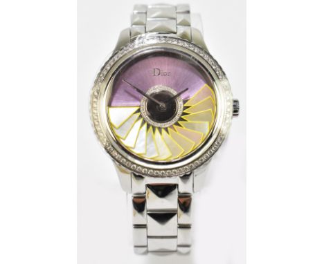 CHRISTIAN DIOR; a lady’s stainless steel and diamond set ‘Grand Bal’ wristwatch with diamonds to both the centre of the dial 