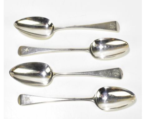 STEPHEN ADAMS I; a pair of George III hallmarked silver spoons, each with engraved initial S to handles, London 1799, togethe