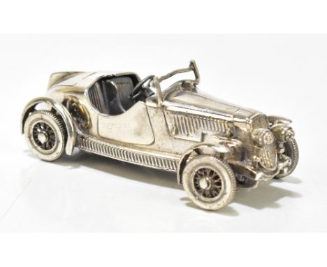 COPPA D’ORO; an Italian 0.800 silver model classic automobile with rolling wheels, further stamped ‘Lilla’ to underside, leng