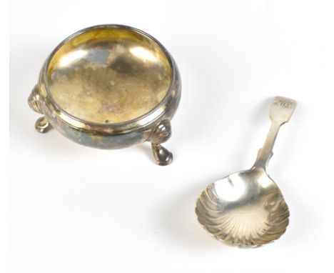 WHIPPLE; a Victorian hallmarked silver caddy spoon with scallop moulded bowl and Fiddle pattern terminal engraved with initia