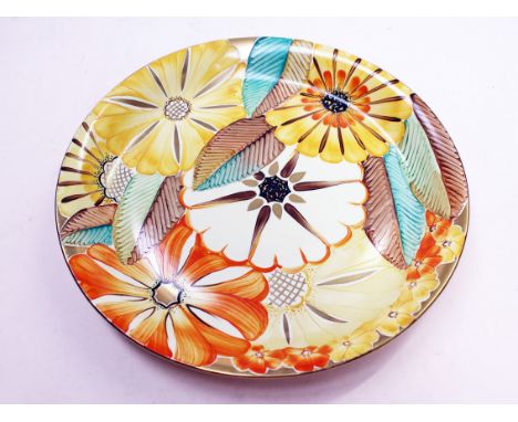 An Art Deco Grays Pottery charger, diam. 39cm. Condition - good, no chips, cracks, restoration nor any crazing, minor wear to