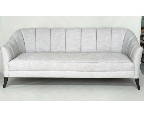 BRAY DESIGN SOFA, ribbed curved back and out swept supports, in Sahco Flint fabric upholstery, 210cm W. 