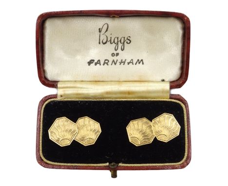 Pair of Art Deco 9ct rose gold cufflinks by Owen Powell Birmingham 1929, 4gm