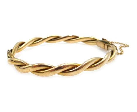 Victorian rose gold rope twist hinged bangle cased 8.3gm (unmarked)