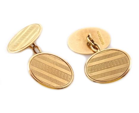 Pair of 9ct rose gold cufflinks Birmingham 1915, 7.7gm