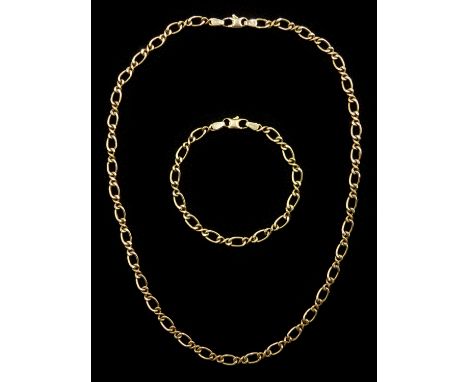 9ct gold link necklace chain, with matching bracelet, both hallmarked Condition Report Approx 12.8gm
