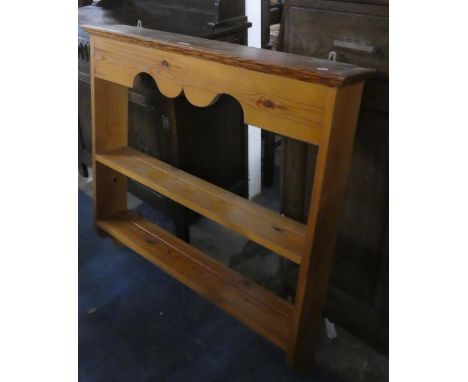 A Pine Wall Hanging Two Shelf Rack, 96cm Wide 