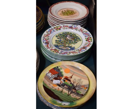 A Collection of Decorated Plates to Include Poole, Royal Worcester Twelve Days of Christmas, French Gastronomiques 