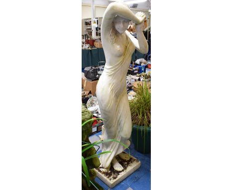 A Large Marble Effect Garden Figure of a Maiden, 157cm high 