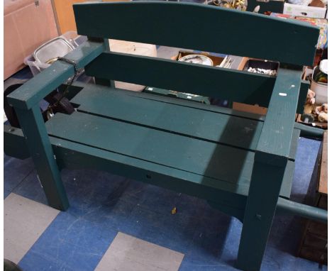 A Green Painted Garden Bench in the Form of a Wheel Barrow, 155cm Long 