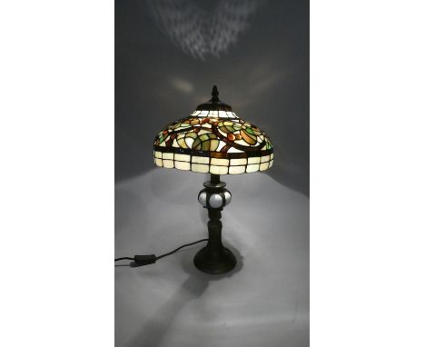 A Modern Table Lamp with Tiffany Style Shade, 48cm High 