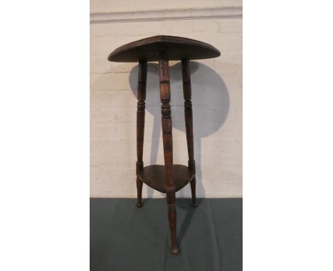 A Heart Shaped Occasional Table with Heart Shaped Stretcher Shelf on Turned Tripod Supports with Chip Carved Decoration 