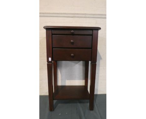 A Modern Mahogany Two Drawer Occasional Chest with Brushing Slide and Stretcher Shelf, 40cm Wide 