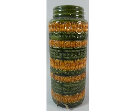 A Vintage German Green and Amber Glazed Vase, 41cm high 