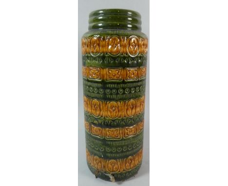 A Vintage German Green and Amber Glazed Vase, 41cm high 