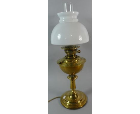 A 19th Century Brass Oil Lamp Converted to Electric Table Lamp, Total Height 62cm 