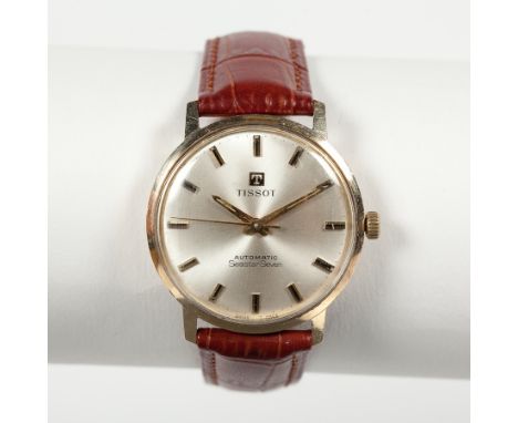 GENTLEMAN'S TISSOT SEASTAR SEVEN AUTOMATIC WRIST WATCH
the round dial with baton numerals, the case marked 9ct for nine carat