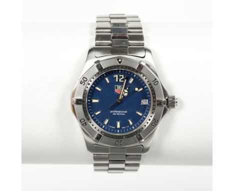 GENTLEMAN'S TAG HEUER PROFESSIONAL WRIST WATCH
model TRWK1113, the blue dial with baton and Arabic numerals, and with date ap