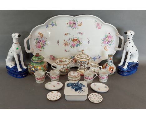 A Coalport Majestic pattern two handled tray together with a Royal Copenhagen pin box and other ceramics 