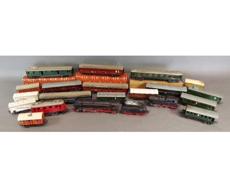 A collection of model railway to include two Marklin locomotives, various rolling stock, a collection of scenery and accessor