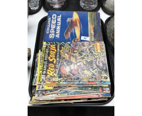 A tray of vintage Marvel and other comics, DC, Collins Speed annual etc 