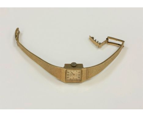 A 9ct gold lady's Rotary wrist watch on 9ct gold integral strap, 22.1g.