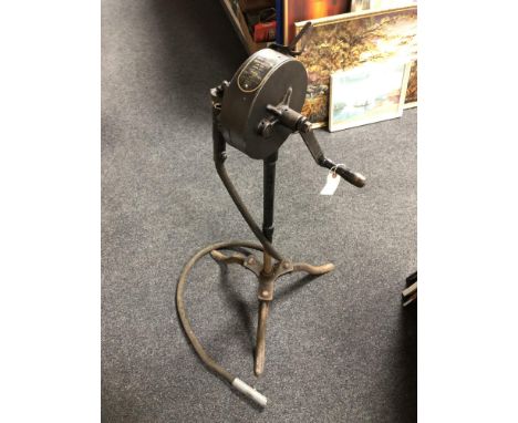 A vintage Stuart no. 10 Clipper hand cranked Sheep shearing machine on stand 