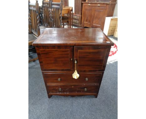 An inlaid mahogany double door side cabinet/commode